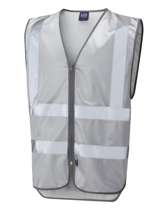 COMMODORE Single Colour Zipped Reflective Waistcoat (Non ISO 20471) Silver